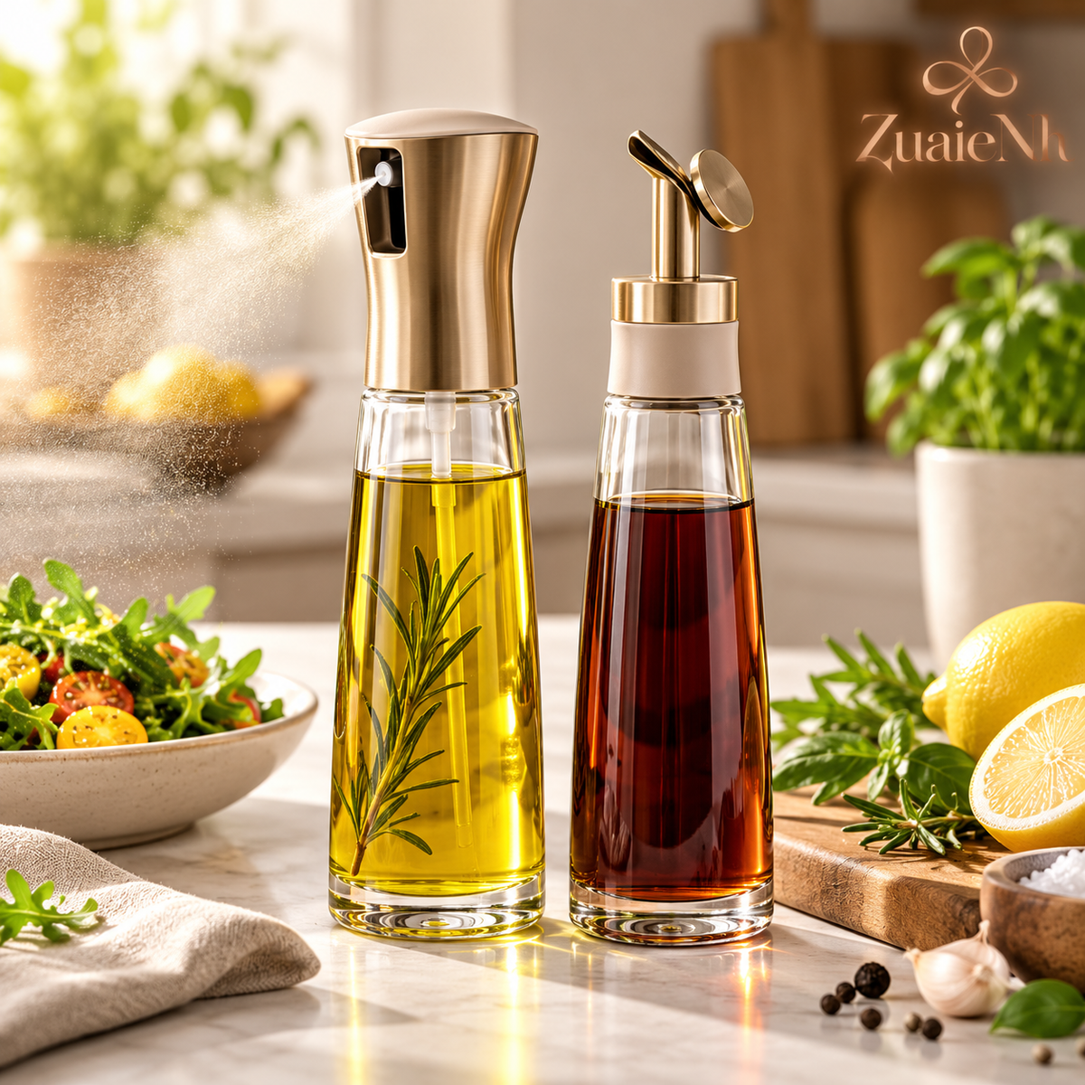 Premium Glass Oil & Vinegar Dispenser Set