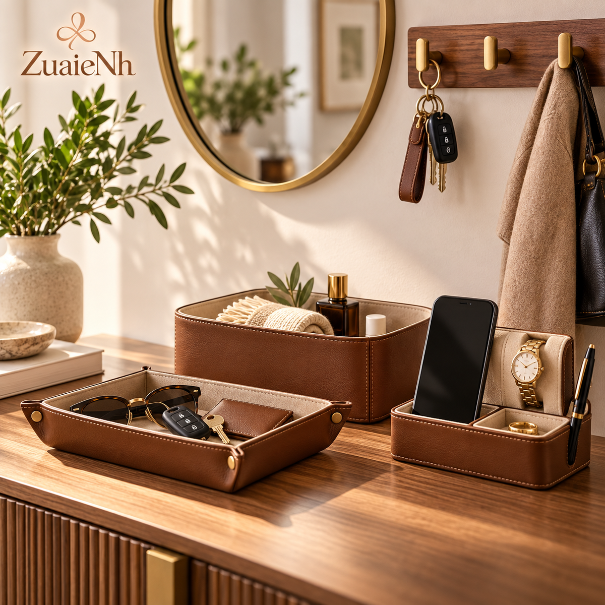 Luxury Leather Entryway Organizer Set