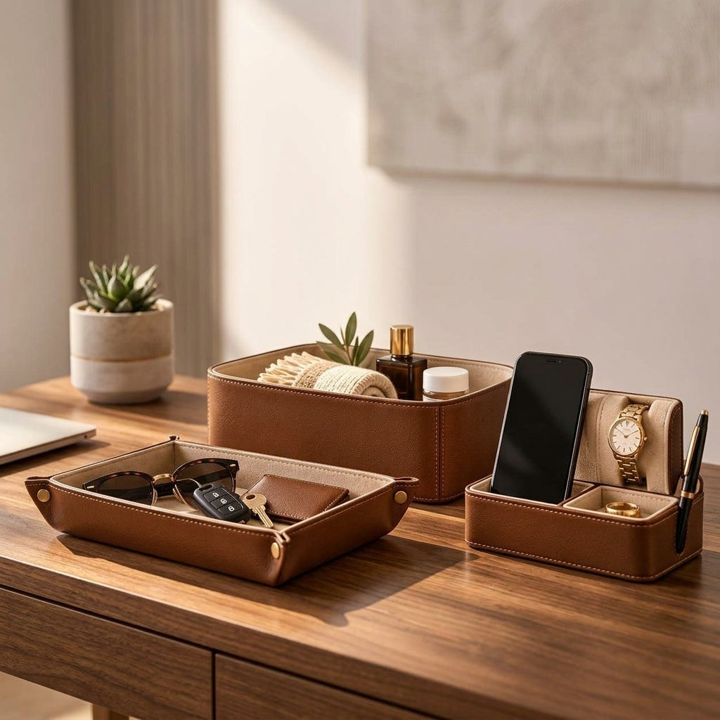 Luxury Leather Entryway Organizer Set