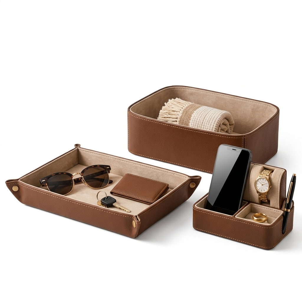 Luxury Leather Entryway Organizer Set