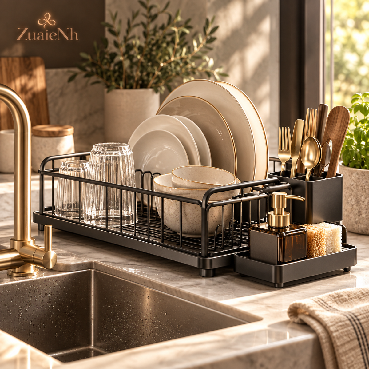 Premium Kitchen Sink Organizer & Dish Rack