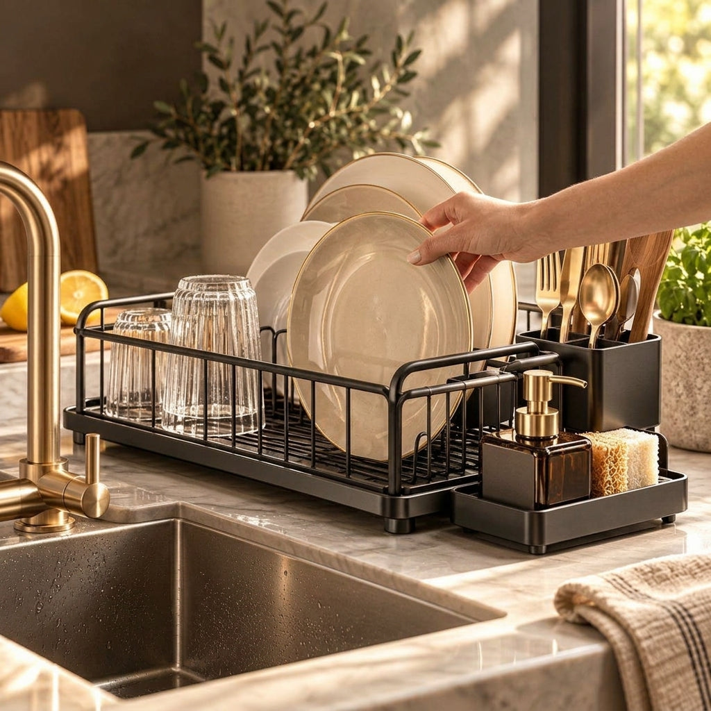 Premium Kitchen Sink Organizer & Dish Rack